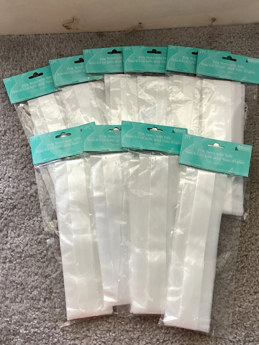 10 Packages of Pew Bows with Tulle - 2 Pack (total of 20 bows)